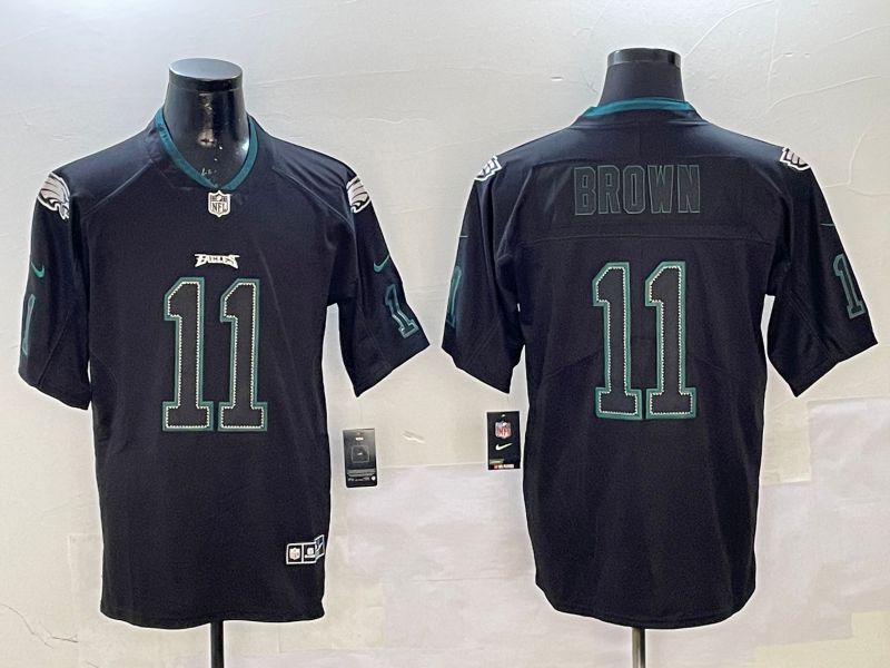 Men Philadelphia Eagles #11 Brown Black Classic 2025 Nike Limited NFL Jersey style 1
